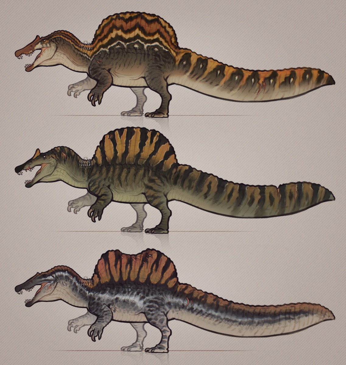 Redesigned the whole JW Rebirth Spinosaurus trio!

First one is the previous redesign I did, with some tweaks. Second is very loosely based on the new poster. Last one is based on the old design from merch=

#JurassicWorldRebirth #JurassicWorld