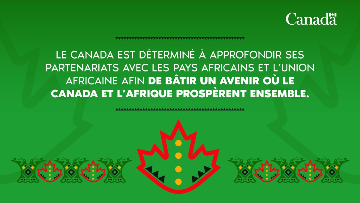 À l’occasion de la #JournéeDeLAfrique, le Canada transmet ses félicitations et réaffirme son engagement à approfondir ses liens d’amitié, ses relations commerciales et ses partenariats avec les peuples, les institutions et les pays du continent africain.