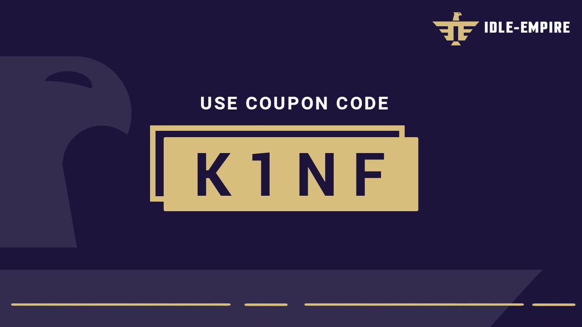 New coupon code available! 🆓

Use the code "K1NF" to earn 150 points - only valid for 23 hours! ⏳

Redeem your coupon here: idle-empire.com/panel/account/…