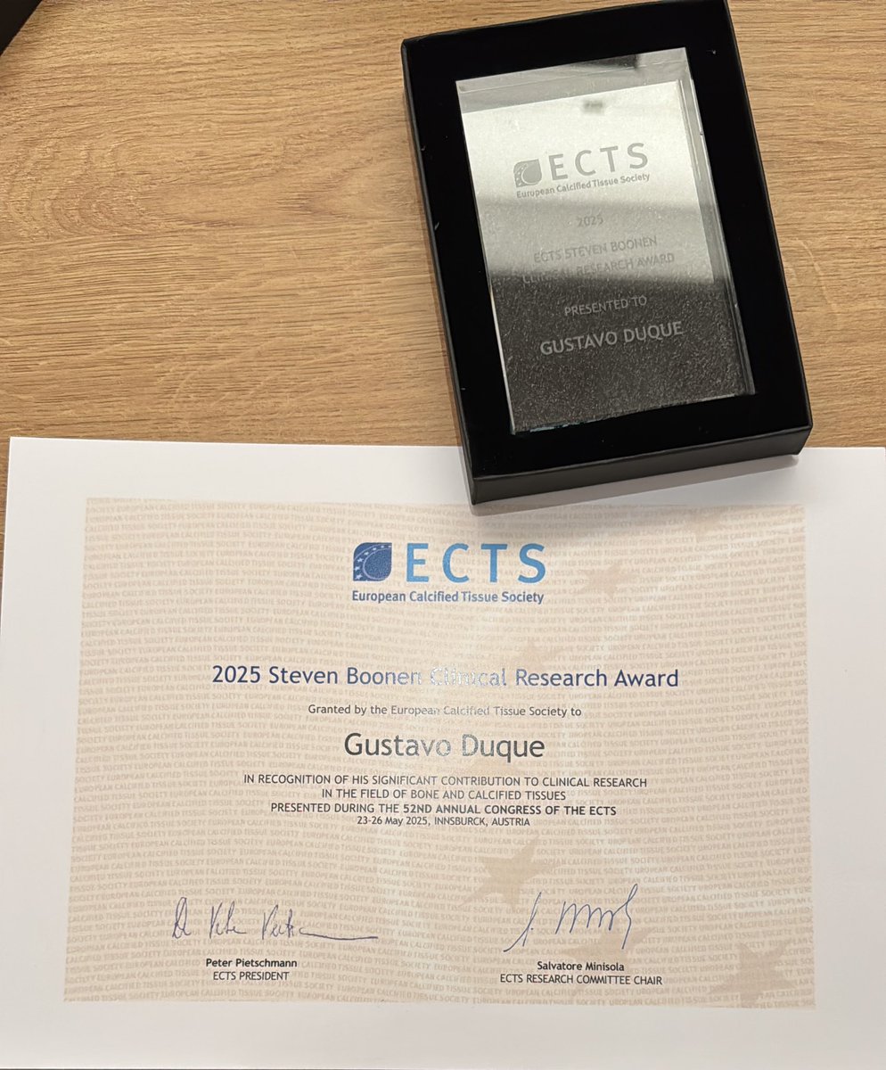 Gustavo Duque (@drgustavoduque) on Twitter photo Very proud to receive the prestigious Steven Boonen Award from <a href="/ECTS_science/">ECTS_Science</a> in Innsbruck. Thanks for this great honour. Very proud to receive the prestigious Steven Boonen Award from <a href="/ECTS_science/">ECTS_Science</a> in Innsbruck. Thanks for this great honour.