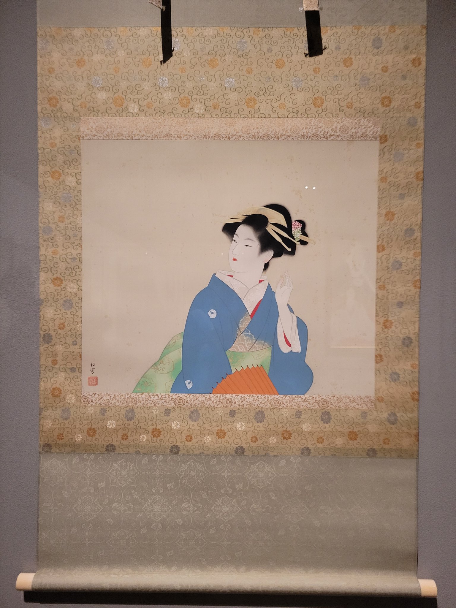日本画 美人画　斎藤眉山（翠信）／佳人　手描サイン落款F6額装 日本画 美人画 斎藤眉山（翠信）／佳人 手描サイン落款F6額装 日本