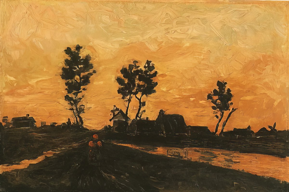 Vincent van Gogh - "Landscape at Sunset" (April 1885)