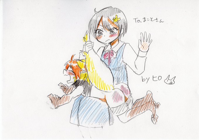 そして、こちらがヒロさんが描いてくださった願子/グルックくん‼️😍😍
みんなで自己紹介がてらアナログで自キャラを描こうとなったのですが…気付いたら全員分のカラースパ絵を描いてたという通り魔的犯行‼️😇
会話しながらこの早さ!この可愛さ!しかも全部構図が違うという…神業すぎる〜‼️‼️😭😭💕 