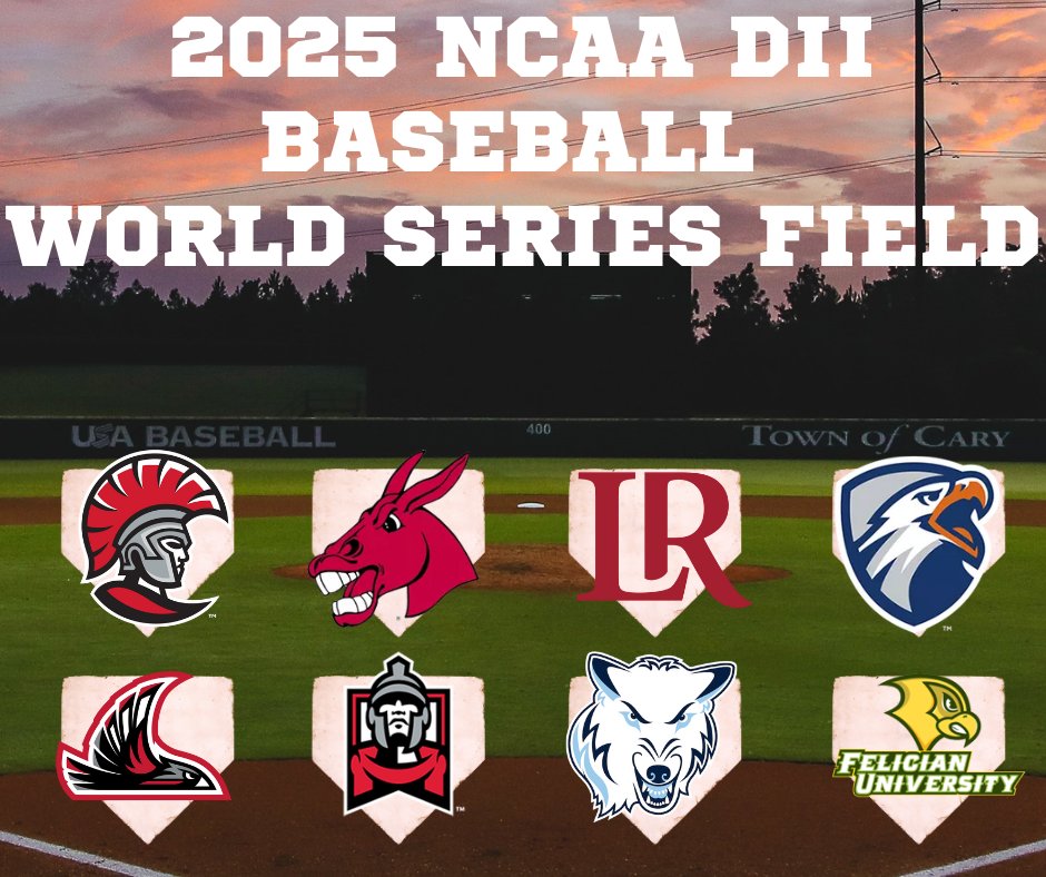 D2 Baseball (@diviibaseball) on Twitter photo The field is set! Eight teams remain in the NCAA DII Baseball Championship! Who will take the title?
Full bracket: ncaa.com/brackets/baseb…
SCHEDULE (all times Eastern):
Friday, May 30th:
1:30 PM: No.6 Seed <a href="/ESU_Baseball/">ESU Baseball</a> vs No.3 Seed <a href="/Baseball_LR/">LR BEARS BASEBALL</a>
6 PM: No.7 Seed <a href="/Northwood_BSB/">Northwood Baseball</a> The field is set! Eight teams remain in the NCAA DII Baseball Championship! Who will take the title?
Full bracket: ncaa.com/brackets/baseb…
SCHEDULE (all times Eastern):
Friday, May 30th:
1:30 PM: No.6 Seed <a href="/ESU_Baseball/">ESU Baseball</a> vs No.3 Seed <a href="/Baseball_LR/">LR BEARS BASEBALL</a>
6 PM: No.7 Seed <a href="/Northwood_BSB/">Northwood Baseball</a>