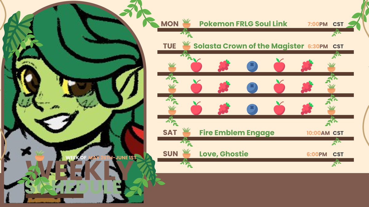 🍎Appleseed🍏 - More Active on 🦋 (@lilbappleseed) on Twitter photo STREAM SCHEDULE FOR THIS WEEK:
Mon - Pokemon Firered/Leafgreen Soul Link with
<a href="/ArknontheHero/">Arknon Requis; Blue Dragon Vtuber</a>
Tues - Solasta
Sat - Fire Emblem Engage with
<a href="/Death_0129/">Death2990🔞Skeleton PNGtuber💀(Mythical Menagerie)</a>
Then over on <a href="/zagqueenofchaos/">Zag queen of chaos</a>' channel in the evening for Among Us
Sun - Love, Ghostie
Art by SophAlmighty STREAM SCHEDULE FOR THIS WEEK:
Mon - Pokemon Firered/Leafgreen Soul Link with
<a href="/ArknontheHero/">Arknon Requis; Blue Dragon Vtuber</a>
Tues - Solasta
Sat - Fire Emblem Engage with
<a href="/Death_0129/">Death2990🔞Skeleton PNGtuber💀(Mythical Menagerie)</a>
Then over on <a href="/zagqueenofchaos/">Zag queen of chaos</a>' channel in the evening for Among Us
Sun - Love, Ghostie
Art by SophAlmighty
