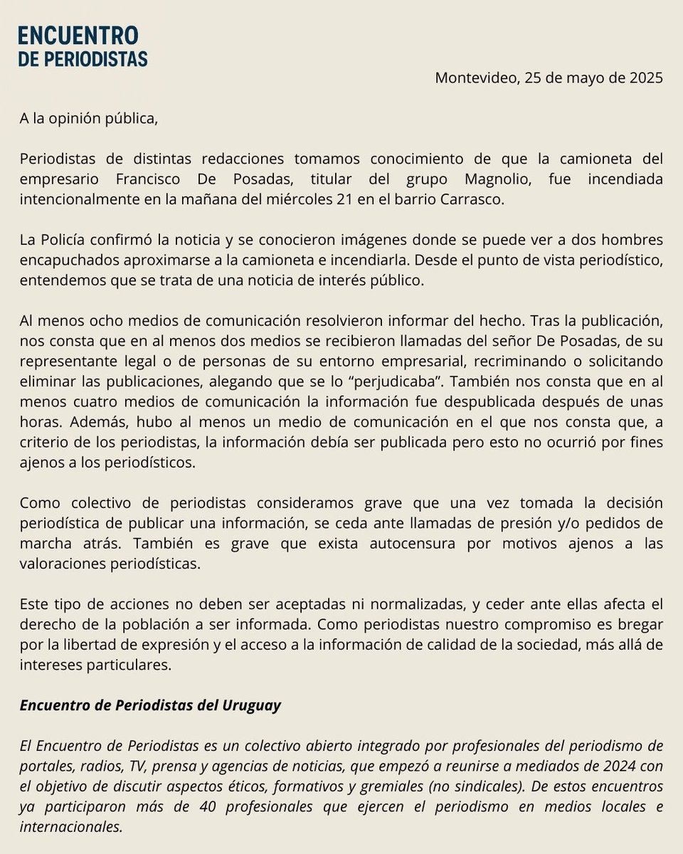 Comunicado a la opinión pública