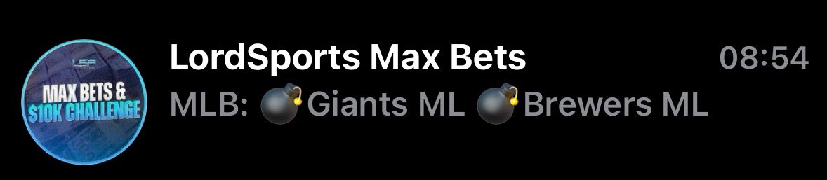 MLB MAX BETS: 
💣Giants ML✅💰
💣Brewers ML✅💰

Also cashed for VIP: 
⚾️Orioles vs RedSox Under 9✅

#GamblingX