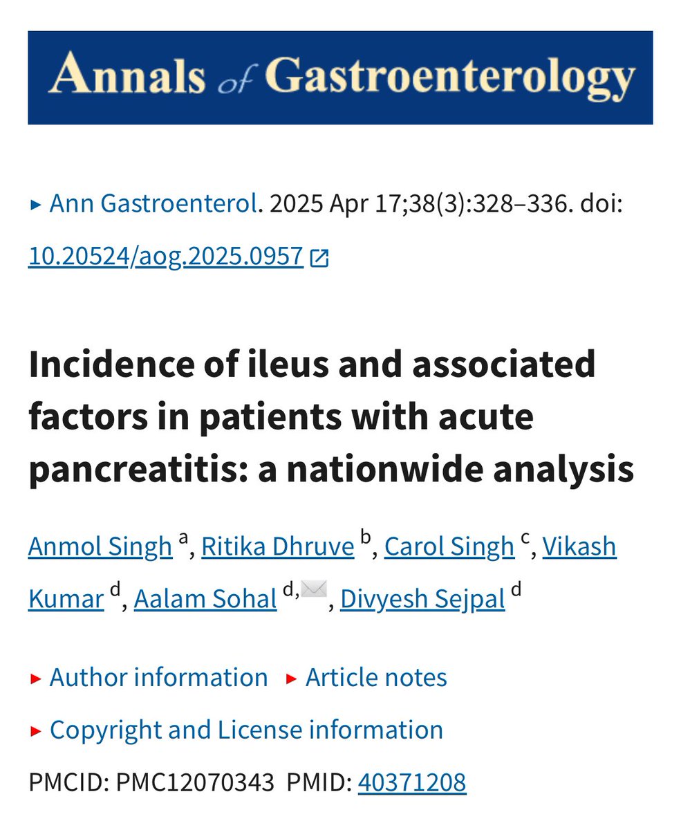 Anmol Singh (@anmolsv) on Twitter photo 🌟New Pub🌟 #annalsofgastro
Thank you <a href="/RitikaDhruve/">Ritika dhruve</a> <a href="/sohal_aalam/">Aalam Sohal</a> and other co-authors
pubmed.ncbi.nlm.nih.gov/40371208/ 🌟New Pub🌟 #annalsofgastro
Thank you <a href="/RitikaDhruve/">Ritika dhruve</a> <a href="/sohal_aalam/">Aalam Sohal</a> and other co-authors
pubmed.ncbi.nlm.nih.gov/40371208/