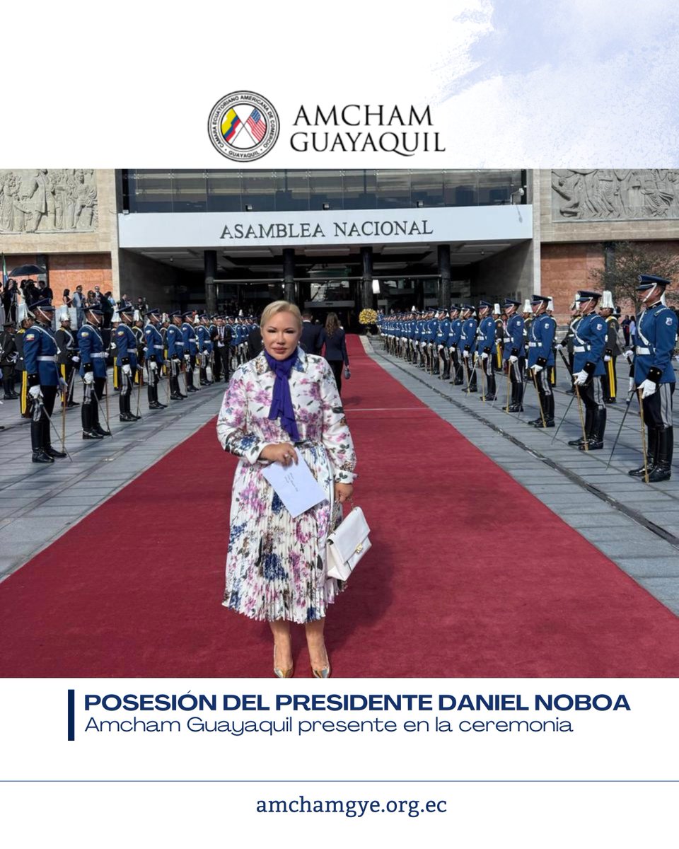 amchamgye's tweet image. Un honor para AmCham Guayaquil 🇪🇨🤝🇺🇸
Nuestra presidenta, @ChairAmchamGYE asistió a la posesión de Daniel Noboa en Quito, reafirmando nuestro compromiso con la integración y el desarrollo regional. #AmChamGuayaquil #Noboa