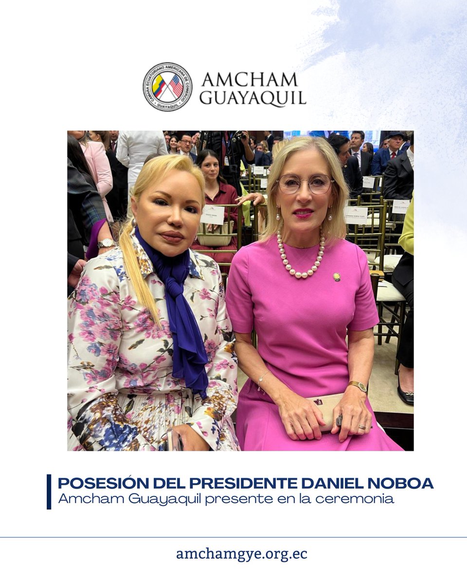 amchamgye's tweet image. Un honor para AmCham Guayaquil 🇪🇨🤝🇺🇸
Nuestra presidenta, @ChairAmchamGYE asistió a la posesión de Daniel Noboa en Quito, reafirmando nuestro compromiso con la integración y el desarrollo regional. #AmChamGuayaquil #Noboa