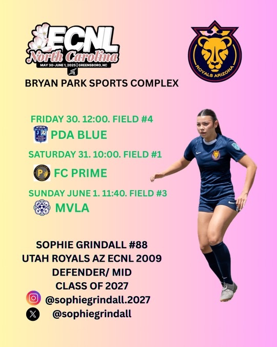 Sophie Grindall (@sophiegrindall) on Twitter photo Super excited for ECNL North Carolina next week where we will face some of the top teams in the country! #ecnlgirls
<a href="/ImCollegeSoccer/">College Soccer Truth ™</a> <a href="/ImYouthSoccer/">ECNL/GA/Recruiting/College Soccer</a> <a href="/BayAreaSocScout/">Robert Almasin</a> <a href="/ECNLgirls/">ECNL Girls</a> <a href="/TheSoccerWire/">SoccerWire</a> <a href="/PrepSoccer/">Prep Soccer ⚽️</a> <a href="/PrepSoccerCA/">Prep Soccer California</a> <a href="/nxt1sports/">NXT 1</a> <a href="/AZgirlsSoccer/">AZgirlsSoccer</a> Super excited for ECNL North Carolina next week where we will face some of the top teams in the country! #ecnlgirls
<a href="/ImCollegeSoccer/">College Soccer Truth ™</a> <a href="/ImYouthSoccer/">ECNL/GA/Recruiting/College Soccer</a> <a href="/BayAreaSocScout/">Robert Almasin</a> <a href="/ECNLgirls/">ECNL Girls</a> <a href="/TheSoccerWire/">SoccerWire</a> <a href="/PrepSoccer/">Prep Soccer ⚽️</a> <a href="/PrepSoccerCA/">Prep Soccer California</a> <a href="/nxt1sports/">NXT 1</a> <a href="/AZgirlsSoccer/">AZgirlsSoccer</a>