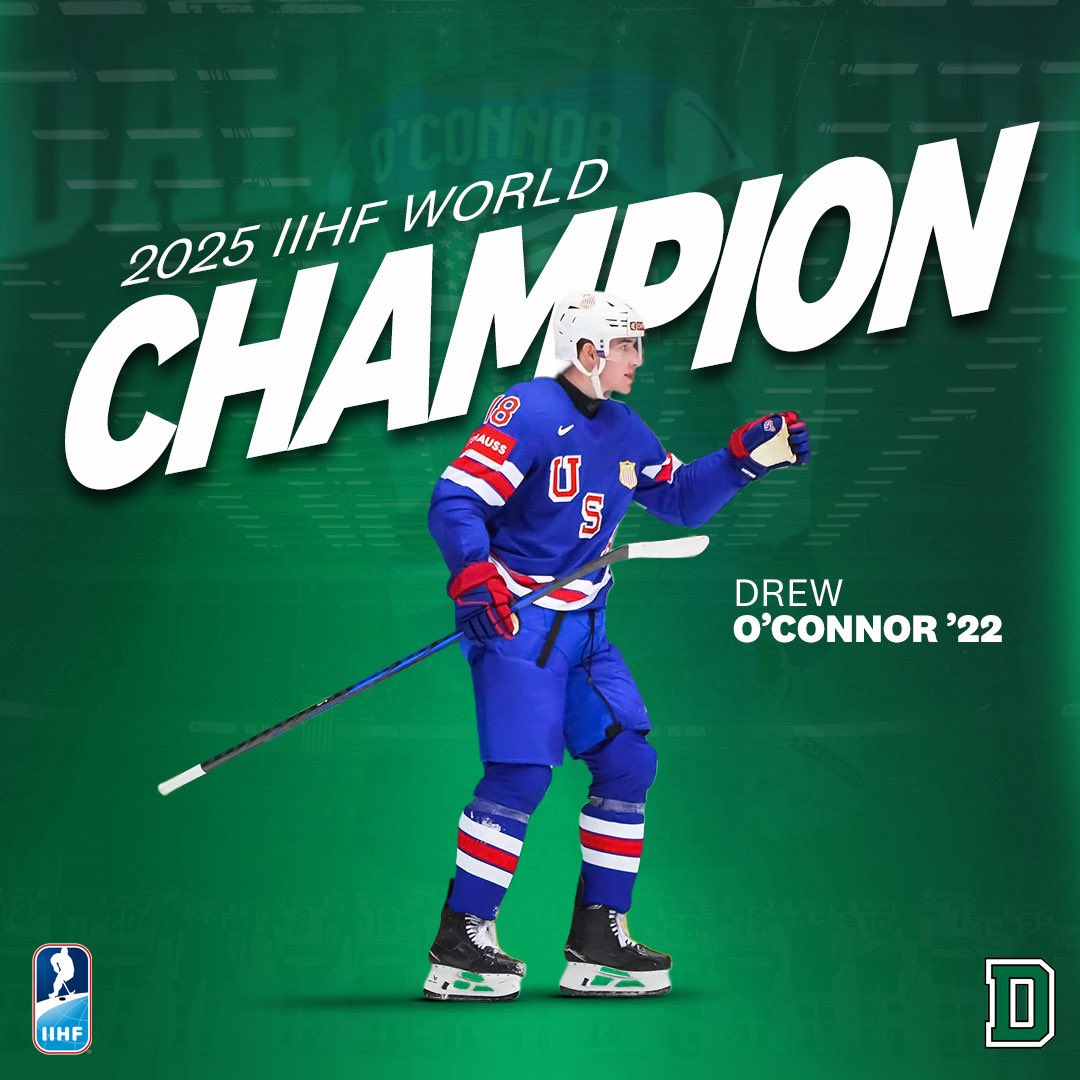 Dartmouth Men's Hockey (@dartmouth_mih) on Twitter photo Congratulations to Drew O’Connor ‘22 and <a href="/usahockey/">USA Hockey</a> on winning the 2025 IIHF World Championship!
#GoBigGreen | #TheWoods🌲 Congratulations to Drew O’Connor ‘22 and <a href="/usahockey/">USA Hockey</a> on winning the 2025 IIHF World Championship!
#GoBigGreen | #TheWoods🌲