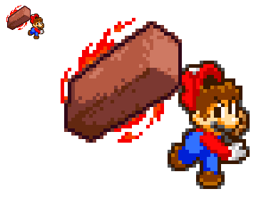 WahooMario64's tweet image. Mario throws a brick - Superstar Saga styled