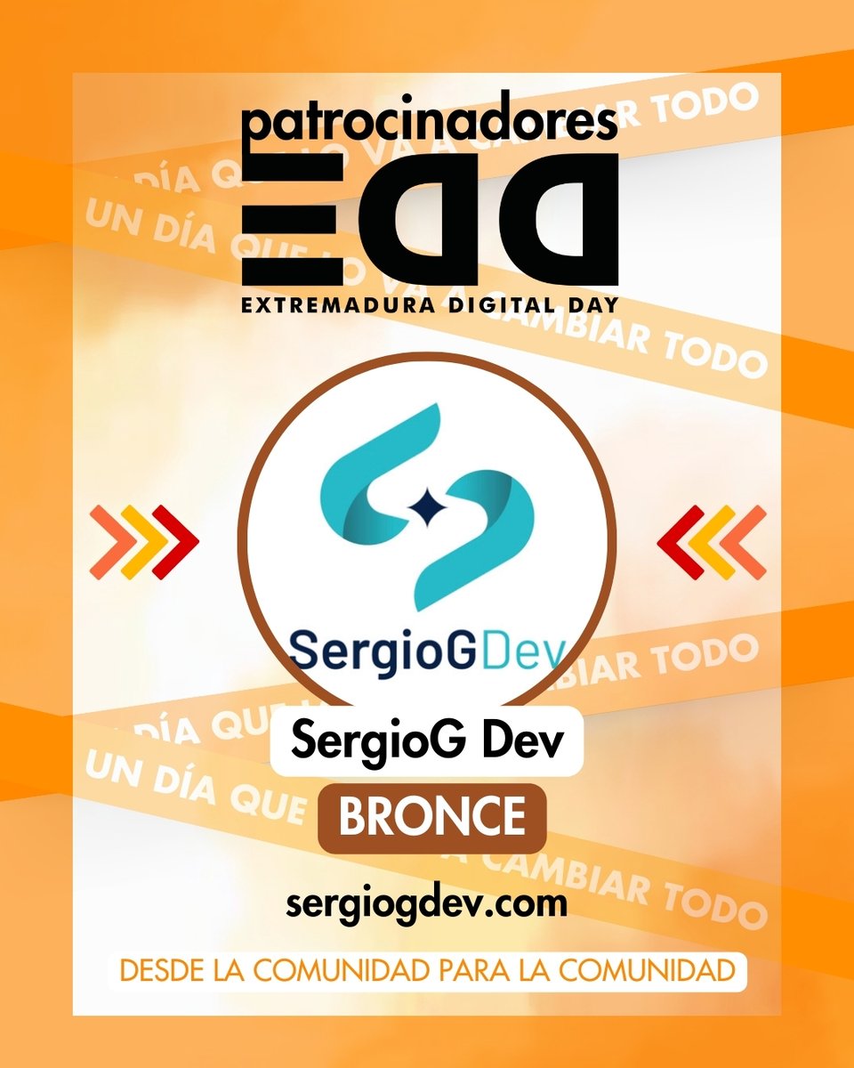 extredigitalday's tweet image. 💻 Gracias a SergioG Dev por unirse como patrocinador Bronce de #EDD25.
Su dedicación al desarrollo web y la tecnología contribuye al crecimiento de nuestra comunidad.
📅 27 de septiembre · 📍 #Cáceres
#Cáceres #DesarrolloWeb #SergioGDev
