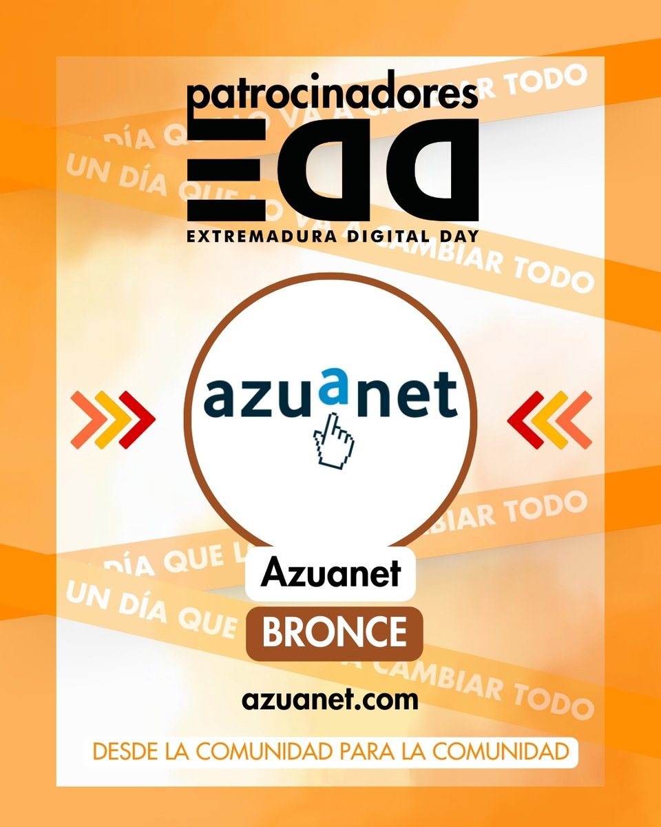 extredigitalday's tweet image. 🌐 Agradecemos a Azuanet por su apoyo como patrocinador Bronce en #EDD25.
Su labor en diseño web, marketing online y digitalización de pymes es esencial para el ecosistema tecnológico de Extremadura.
📅 27 de septiembre · 📍 #Cáceres
#Cáceres #Digitalización #Azuanet