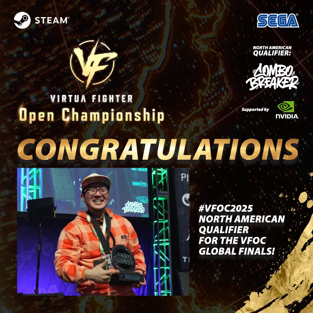 VIRTUA FIGHTER (@vf_sega) on Twitter photo That wraps #VFOC2025 <a href="/COMBOBREAKER/">COMBO BREAKER</a>! 🏆👏
Congratulations to our winner <a href="/chinpanj/">MGG | chinj</a>! We look forward to seeing you at the NEXT qualifier! 💪
virtua-fighter.com/en/championship
#CB2025 #VF5REVO That wraps #VFOC2025 <a href="/COMBOBREAKER/">COMBO BREAKER</a>! 🏆👏
Congratulations to our winner <a href="/chinpanj/">MGG | chinj</a>! We look forward to seeing you at the NEXT qualifier! 💪
virtua-fighter.com/en/championship
#CB2025 #VF5REVO