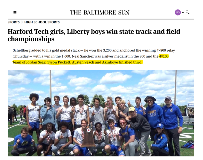 TysPuckett's tweet photo. Blessed to contribute to LHS's MD1A State Track and Field Championship. State Champs 🏆 Track speed + Football speed 💨💨 https://t.co/MTG7Eyfy5n