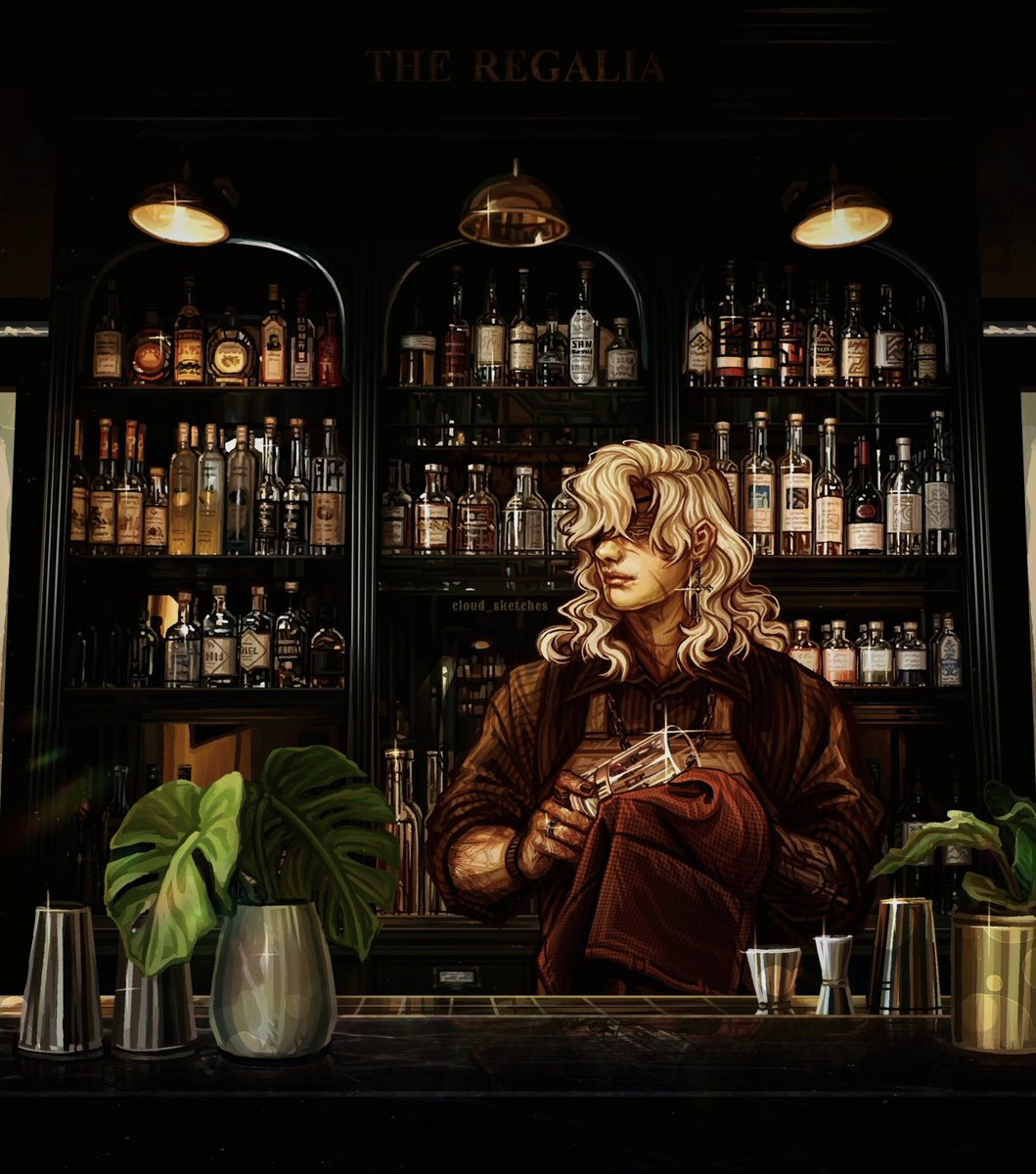 cloud_sketches's tweet image. [🥃]
Started this oc painting back in February and finally got around to finishing it. Manually painting 75+ bottles is, in fact, tedious but worth it.