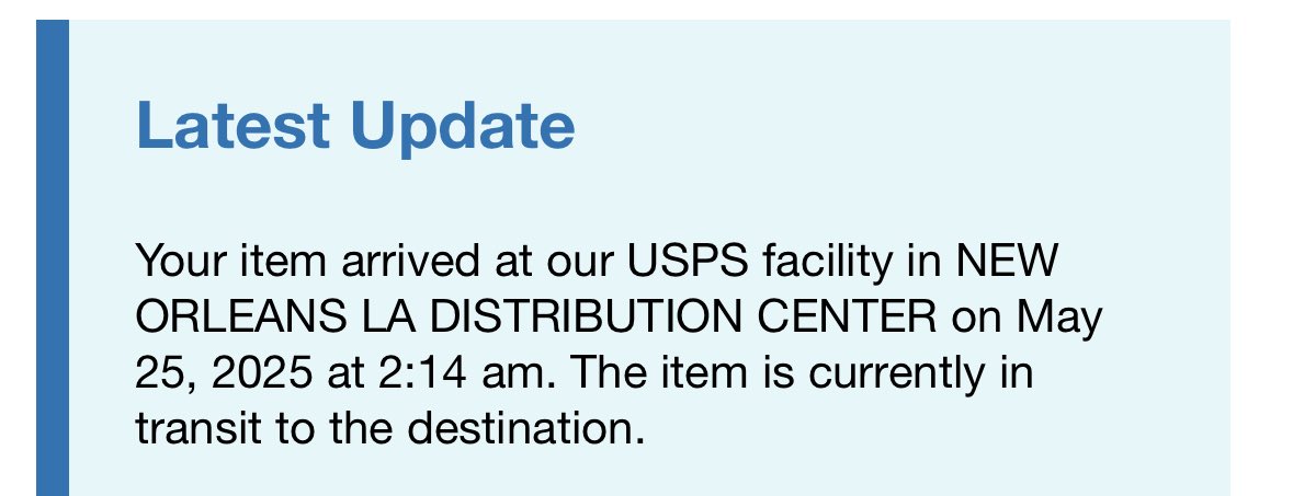 geauxbluse's tweet image. If you see this in your @USPS tracking. Forget you ever ordered it because it’s gonna take days to reach you.