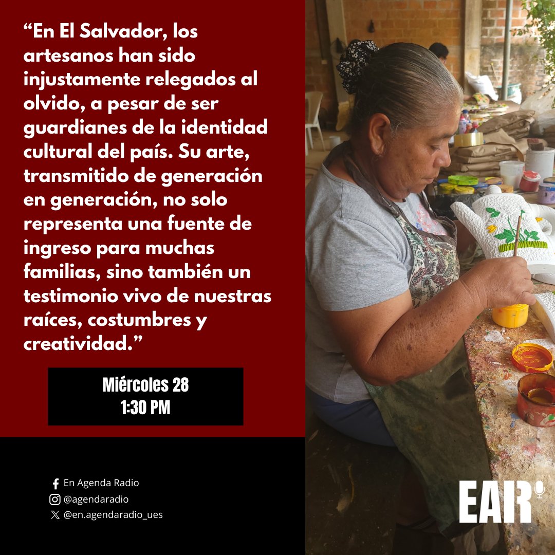 agendaradio's tweet photo. En Ilobasco, los oficios artesanales son identidad, historia y amor por lo hecho a mano. 
Conoce las voces de quienes aún luchando por mantener vivas tradiciones. ⚱️
Sintoniza este miércoles 28 de mayo a la 1:30 p.m.📻
YSUES Radio Universitaria  https://t.co/cpWaiYrYAE https://t.co/Yw4TLpOI64