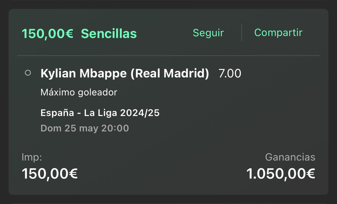 PensApuestas's tweet photo. Y para cerrar el fin de semana de la mejor manera posible, toca corregir el mejor pick de la temporada.

El pasado 27 de diciembre publicamos la apuesta a que Mbappé acabaría la liga como pichichi.

En aquel momento, el francés llevaba 10 goles por 16 de Lewandowski.

5 meses después, Lewandowski acaba con 27 y Mbappé, con 31.

Bet365 todavía no la ha pagado, pero nosotros ya podemos celebrarlo.

¡¡¡¡Dentro la cuota 7️⃣!!!! ⚽️✅

https://t.co/6AbtpPFnjr