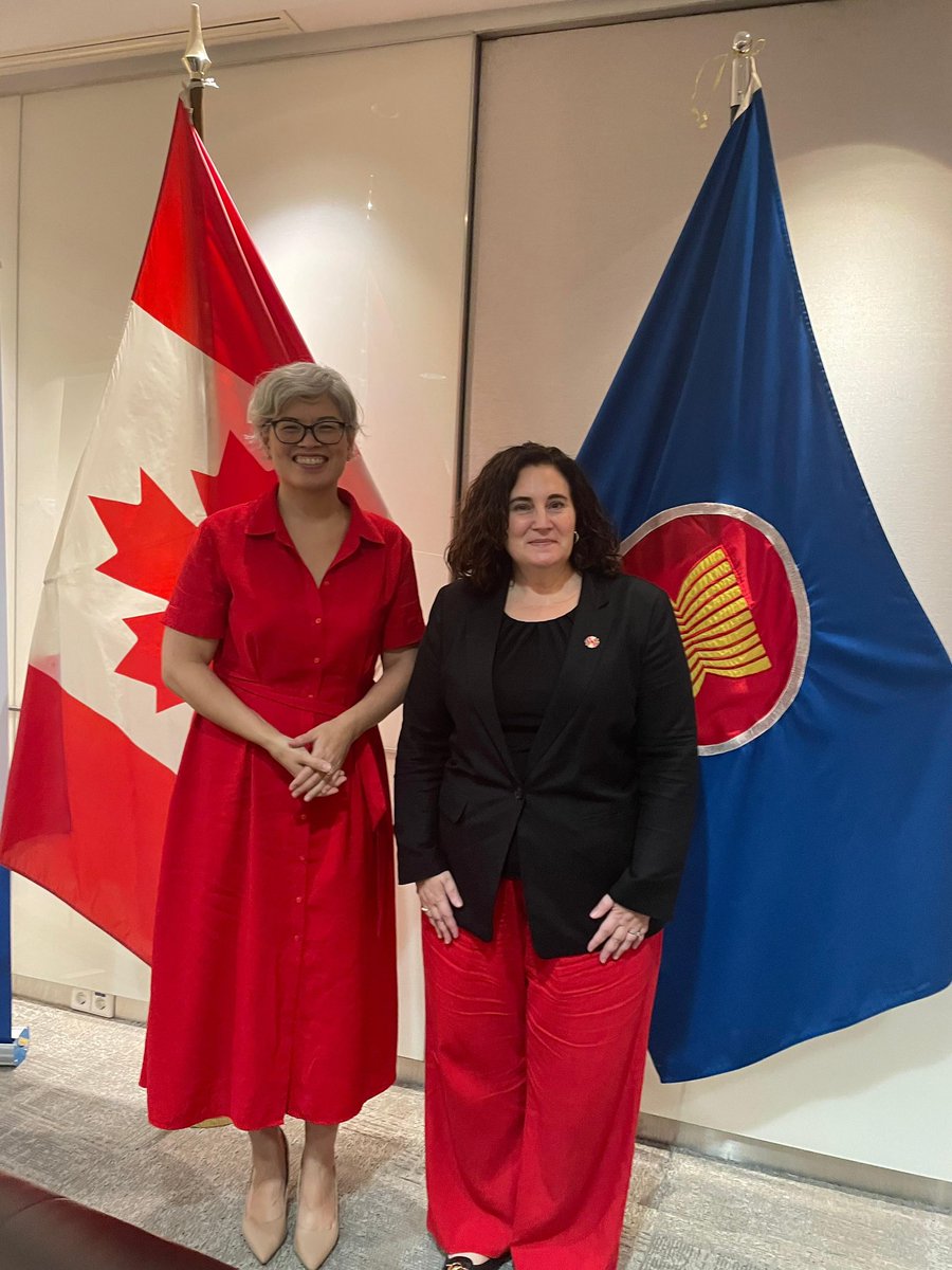 Productive discussions with Christine Arab, @UNWomenAsia's Regional Director, and Ulzii Jamsran, Liaison to ASEAN!  Amb. <a href="/VickySingmin/">VickyS</a> reviewed Canada's successful partnership with UN Women on Empowering Women for Sustainable Peace in ASEAN.