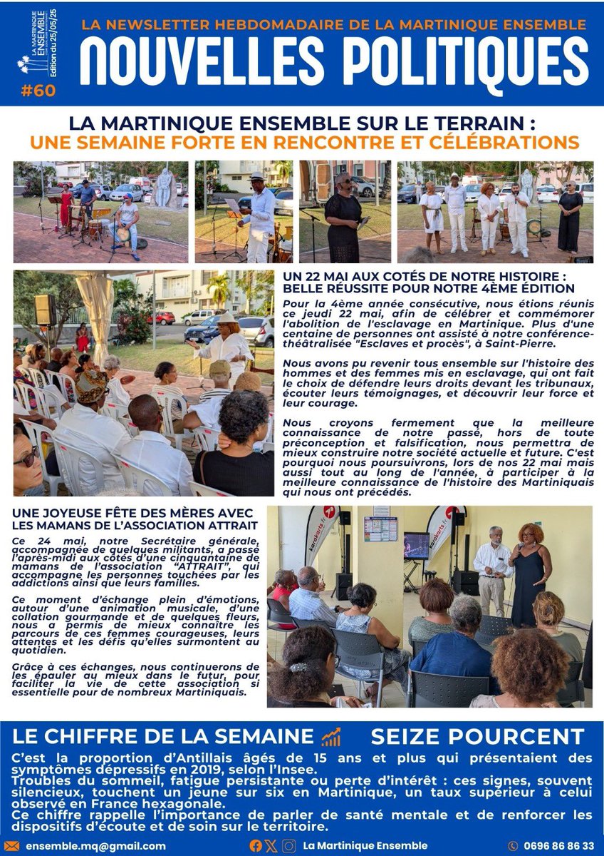 60eme édition de la newsletter de la Martinique Ensemble 
Bonne lecture !