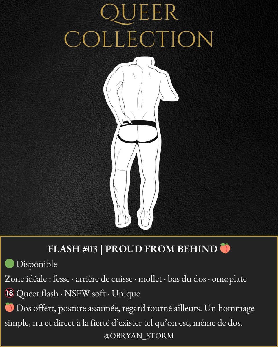 FLASH #03 | PROUD FROM BEHIND 🍑
💬 Dos offert, posture assumée. Fierté nue, même de dos.

📩 MP pour réserver

#QueerTattoo #NSFWTattoo #Pride2025 #ObryanStorm #AssTattoo