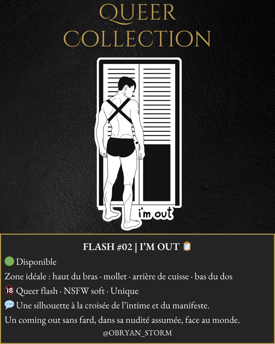 FLASH #02 | I’M OUT 🫥
💬 Coming out nu et manifeste. Une sortie des ombres, assumée face au monde.

📩 MP pour réserver

#QueerTattoo #NSFWTattoo #Pride2025 #ComingOut #obryanstorm