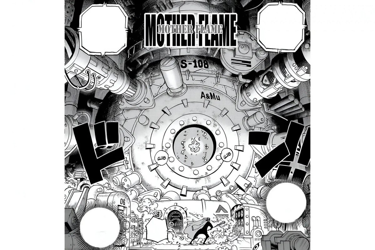 itsshzq's tweet photo. What if Thousand Sunny use mother flame for the energy instead of cola energy? Could it be the mini version of pluton? Vegapunk was with Strawhats right now maybe we can see upgrade version for Sunny-go. https://t.co/g4FuHvsiPj