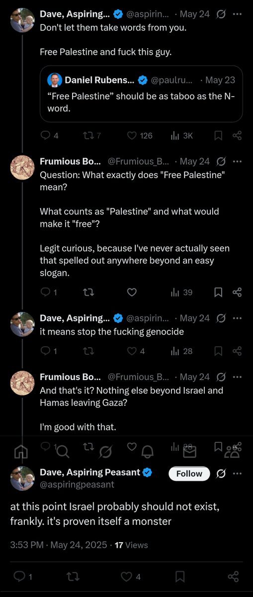 Blocked for believing Israel should exist and not be annihilated. 

Yet another example of how so much of "pro-Palestinian" advocacy is/has become nothing more than antisemitic/Hamasnik propaganda.