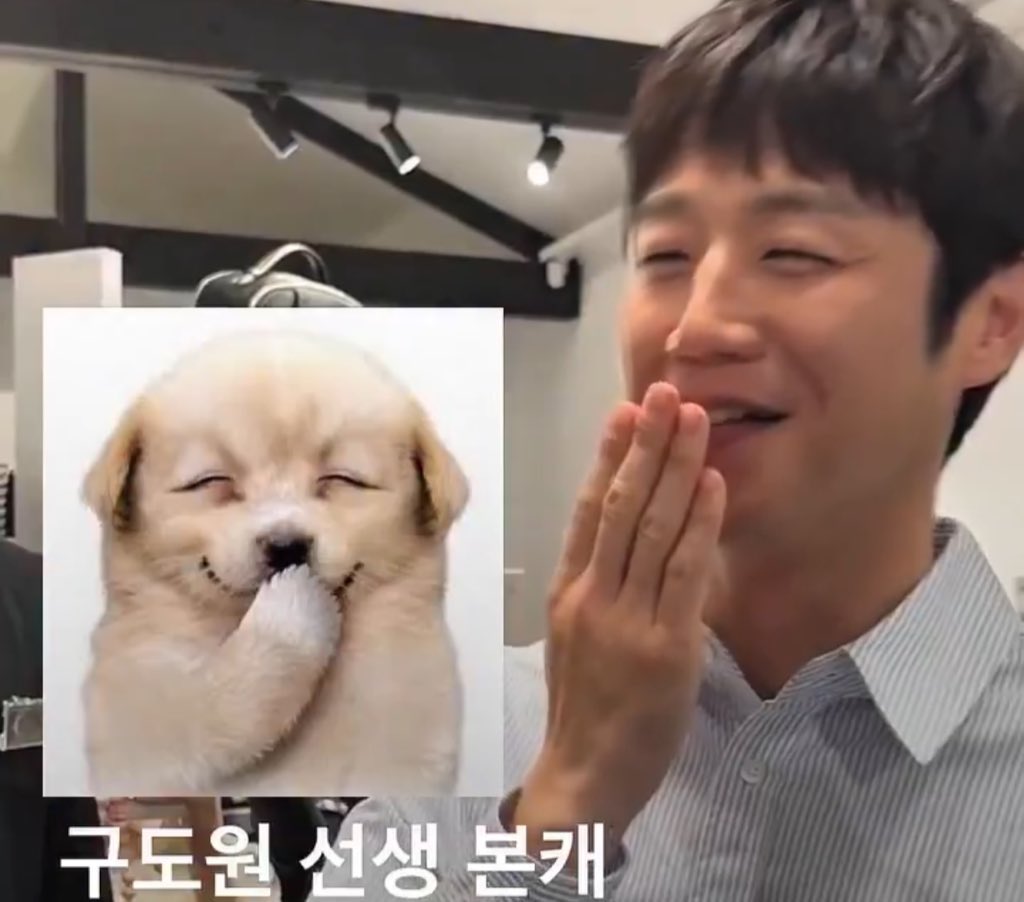 kdramazi's tweet photo. Its so cute how he always covering his mouth with his hand when hes shy😭 he exactly looks like that cute dog meme😭 #ResidentPlaybook https://t.co/Nj8OexmvC6