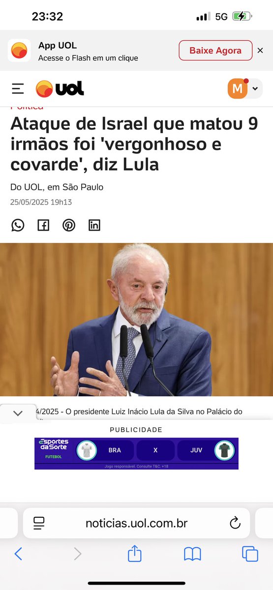 Vergonhoso, covarde: Lula critica Israel por morte de crianças em Gaza- nove irmãos, de 1 a 12 anos. Por óbvio, não eram terroristas, não apoiavam terroristas.