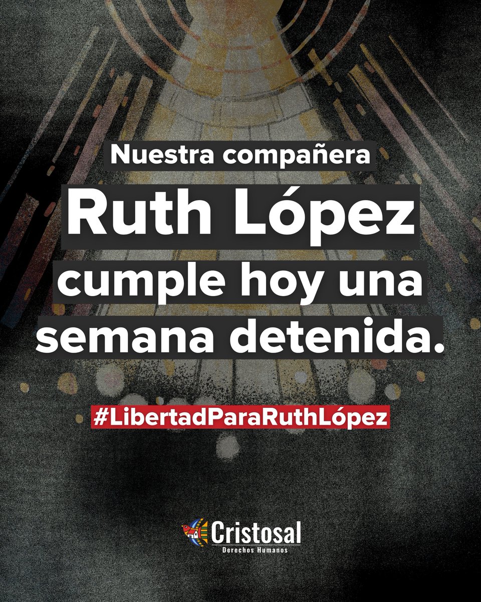 🚨 Ruth López lleva una semana detenida.

👉 Su voz incomoda al poder, pero no está sola.

🗣️ Exigimos su liberación y la de todas las personas defensoras criminalizadas.

#LibertadParaAlejandro
#LibertadParaJoséÁngel
#LibertadParaRuthLópez