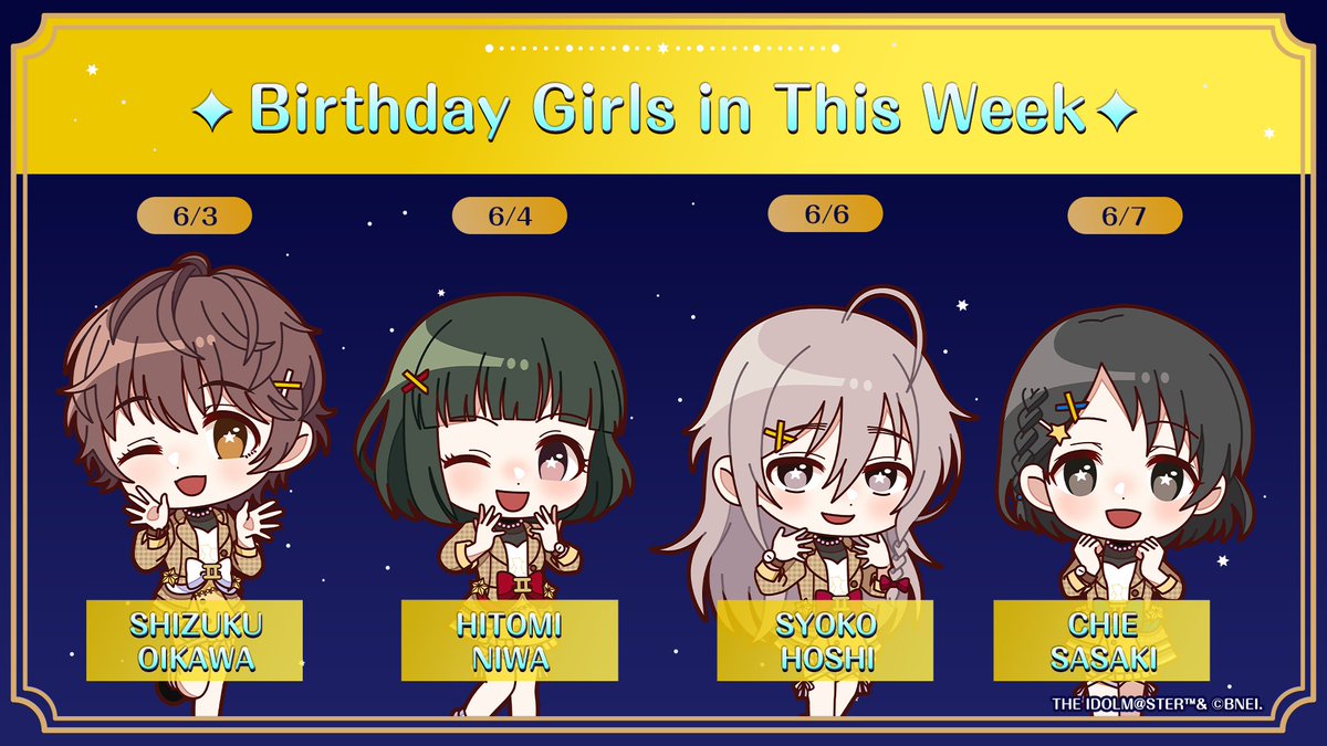 ＼＼✧.˖꙳ 𝐇𝐚𝐩𝐩𝐲 𝐁𝐢𝐫𝐭𝐡𝐝𝐚𝐲 ✧.˖꙳／／

💫𝐁𝐢𝐫𝐭𝐡𝐝𝐚𝐲 𝐆𝐢𝐫𝐥s 𝐢𝐧 𝐓𝐡𝐢𝐬 𝐖𝐞𝐞𝐤💫

———
𝐓𝐇𝐄 𝐈𝐃𝐎𝐋𝐌@𝐒𝐓𝐄𝐑 𝐂𝐈𝐍𝐃𝐄𝐑𝐄𝐋𝐋𝐀 𝐆𝐈𝐑𝐋𝐒
𝐁𝐢𝐫𝐭𝐡𝐝𝐚𝐲 𝐂𝐨𝐥𝐥𝐞𝐜𝐭𝐢𝐨𝐧 ~𝐓𝐡𝐞 𝐙𝐨𝐝𝐢𝐚𝐜 𝐒𝐢𝐠𝐧~

🎁shop.asobistore.jp/feature/cg_bir…