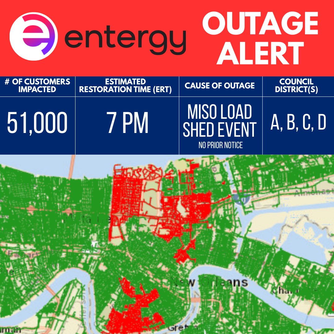#OutageAlert from <a href="/EntergyNOLA/">Entergy New Orleans</a>