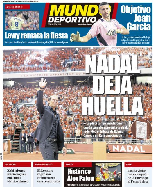 aldogp_'s tweet photo. Palou hace historia ganando la Indy500.

Las portadas de los 4 principales periódicos deportivos de España demuestran que la única alternativa al fútbol se llama Rafa Nadal incluso estando retirado.

- No tenemos cultura deportiva.
- Nunca seréis  L'Equipe. https://t.co/2lLMsrvddC