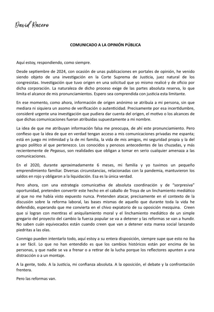 La respuesta de Racero es penosa. 

* Atacó a Coronel, al que acusó de "ataques organizados".
* Se espantó por la filtración de sus comunicaciones. 
* Se victimizó con lo de Pegasus. 

Nunca explicó porque explotaba a sus trabajadores y pedía cuotas en el SENA. 

¡Va muy bien! 😰