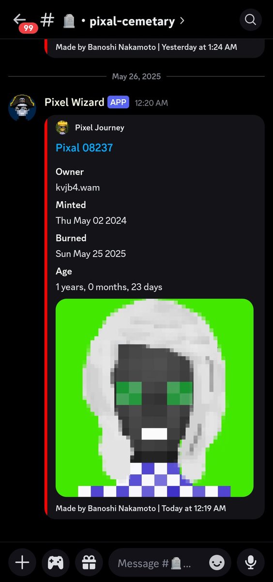 Did you know you can find every Pixals ever recycled in the Graveyard of our Discord? ♻️👀

1 recycle = 1 burn 

RIP to the ~1642 Pixals that have already fallen along the way 🪦 
Only 6500ish to go, before we reach our target of a -80% reduction of the initial supply 🥳