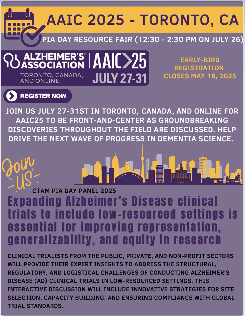 🌟Mark your calendars for PIA DAY RESOURCE FAIR (12:30 - 2:30 PM) ON JULY 26 at AAIC 2025 - TORONTO, CA! 🌟 <a href="/Rajagopalan_Pri/">Priya Rajagopalan</a> <a href="/LuCrivelliOk/">Lucía Crivelli</a>
