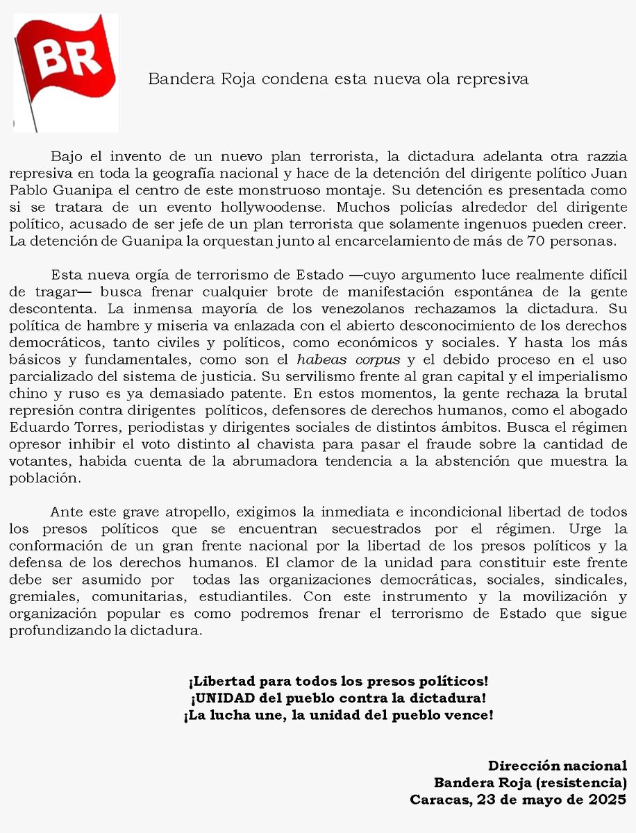 #BastaDePersecución #BastaDeArrestos #LiberenLosPresosPoliticos