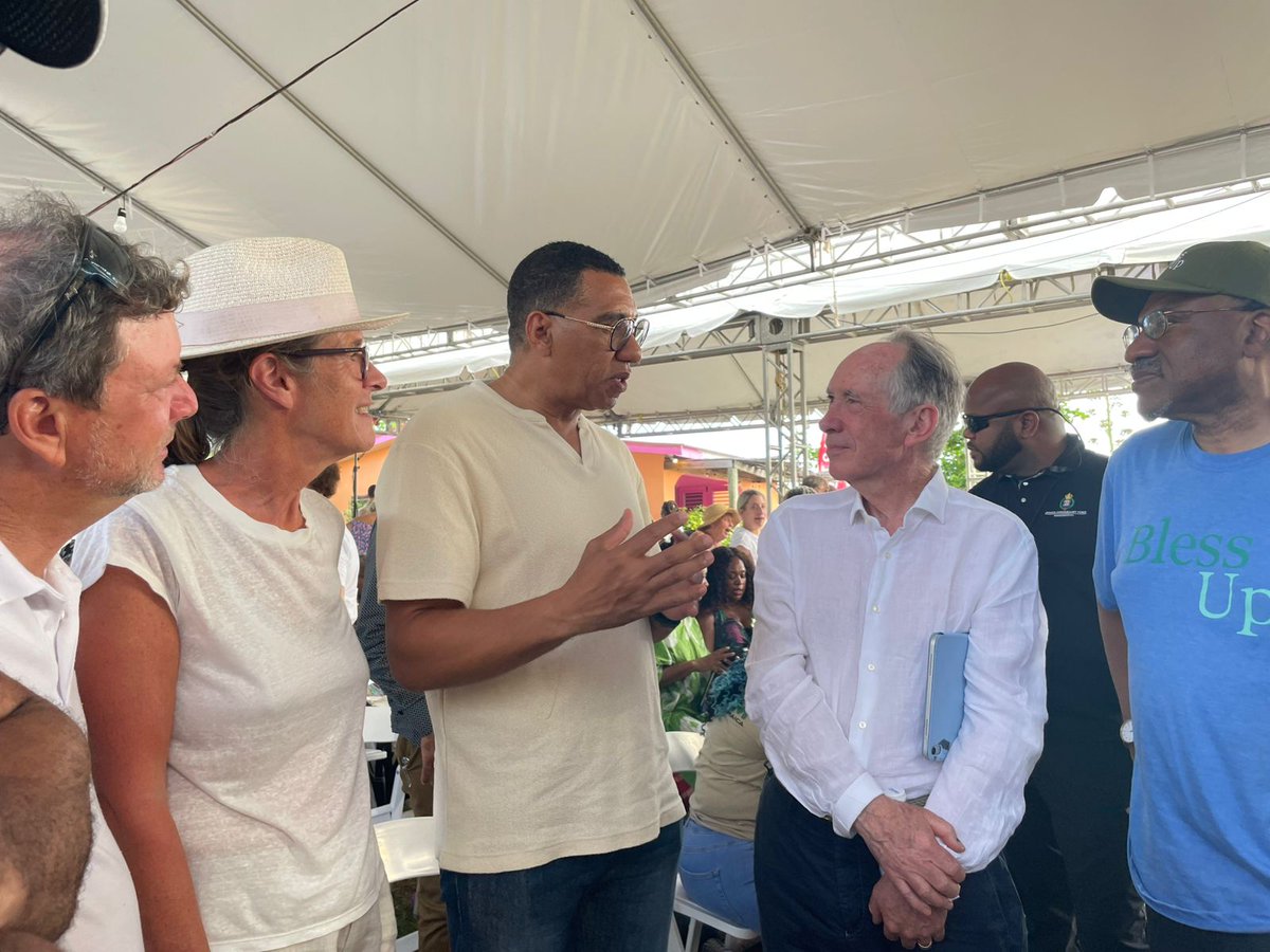 UKinCaribbean's tweet photo. British 🇬🇧 High Commissioner to 🇯🇲 @JudithSlater_UK joined Calabash Literary Festival this weekend, where UK writer Ian McEwan &amp; others were featured.
The UK, via @BritishCouncil
 &amp; #CircularCulture, proudly supports sustainable cultural exchange.
#SustainableFestivals #UKJA https://t.co/Ye1cV0c7gq