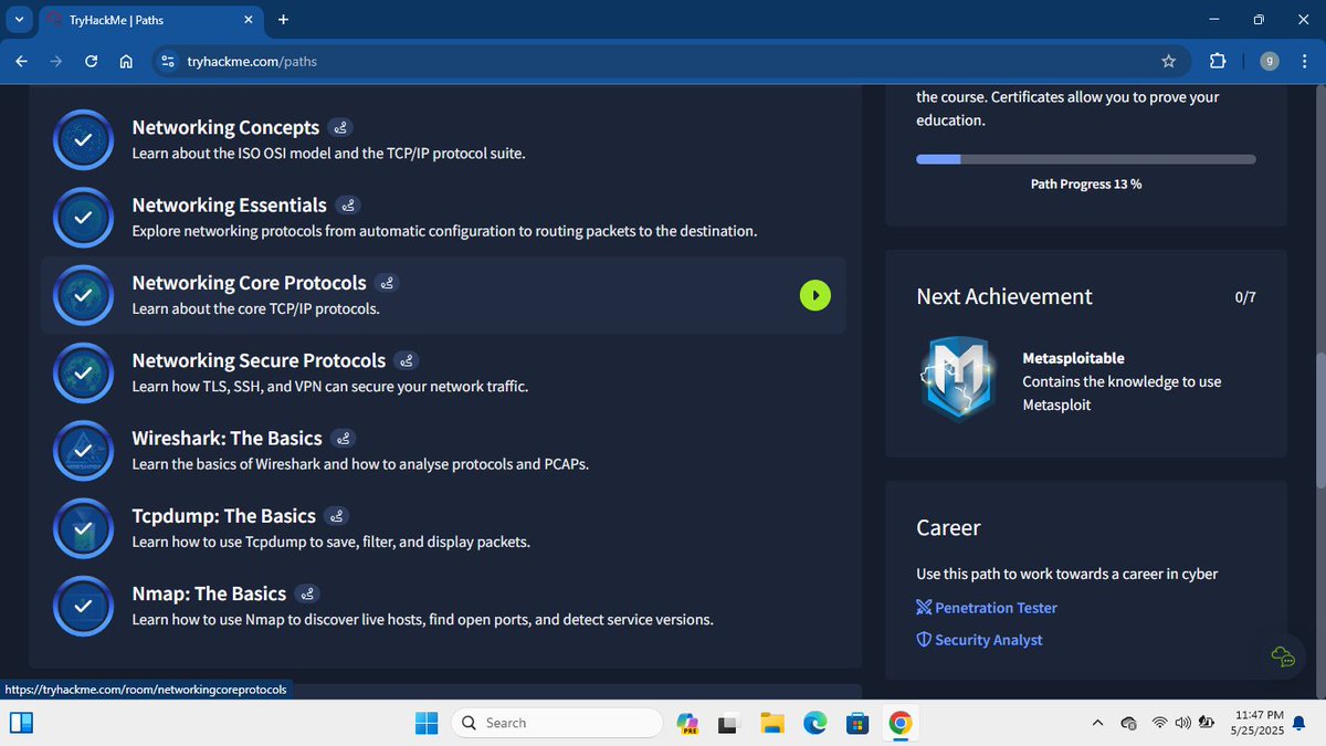 StanleyCyber's tweet image. Just completed the Networking Core Protocols room on @RealTryHackMe, a great hands-on experience exploring TCP/IP protocols and network traffic analysis. On to the next challenge