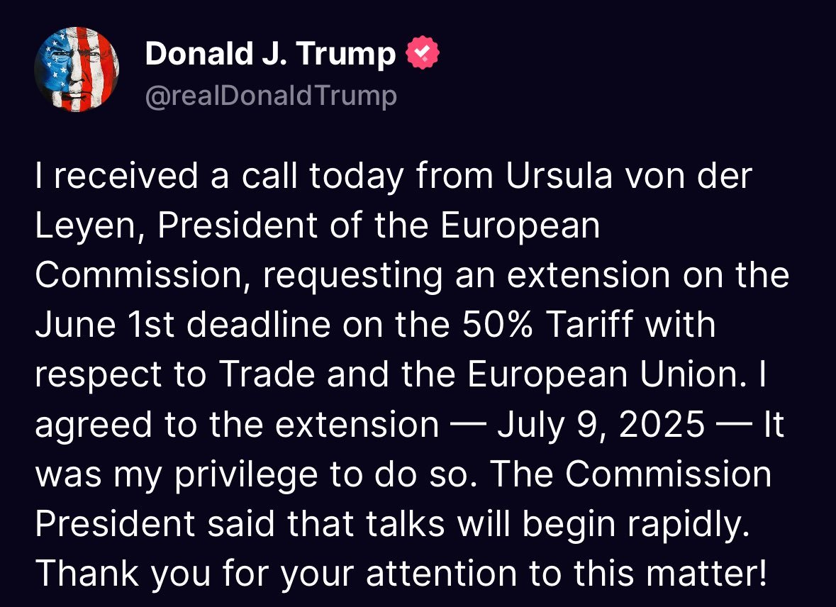 Screenshot showing Trump confirming the call between him and von der Leyen