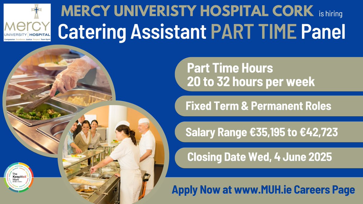 Deirdre O'Riordan (@deeoriordan8) on Twitter photo 🌞 #PartTime #CateringAssistant Panel is being recruited by <a href="/Mercycork/">Mercy University Hospital Cork</a> !
✔Part Time Hours (20 to 32 hrs per week)
✔Closing Date 4 June 2025
✔Catering Experience Essential!
Apply Now: api.occupop.com/shared/job/cat…
#HSEjobs #PublicJobs #Cateringjobs #Canteenwork 🌞 #PartTime #CateringAssistant Panel is being recruited by <a href="/Mercycork/">Mercy University Hospital Cork</a> !
✔Part Time Hours (20 to 32 hrs per week)
✔Closing Date 4 June 2025
✔Catering Experience Essential!
Apply Now: api.occupop.com/shared/job/cat…
#HSEjobs #PublicJobs #Cateringjobs #Canteenwork