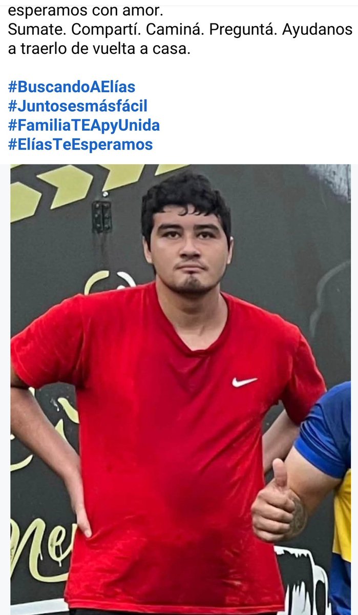 Hector Alegre, MAPyG (@hectordalegre) on Twitter photo Desde el viernes Elias está desaparecido, es un joven con condición TEA. Cualquier ayuda para localizarlo será muy útil.
Radio <a href="/1000_am/">Radio 1000 AM</a> #Piso19 Desde el viernes Elias está desaparecido, es un joven con condición TEA. Cualquier ayuda para localizarlo será muy útil.
Radio <a href="/1000_am/">Radio 1000 AM</a> #Piso19