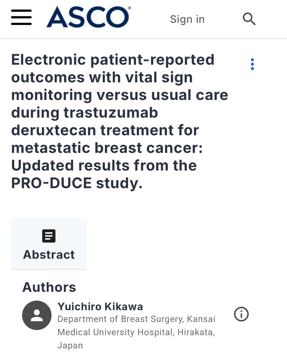 u1rokikawa's tweet photo. Can #ePROs + vital sign monitoring improve care for #MBC patients on trastuzumab deruxtecan? See the updated results from our PRO-DUCE study at #ASCO25!
🗓️ June 1
📌 Poster Bd #311
📄 Abs #1545
#BreastCancer #Oncology https://t.co/B33vrnrTQj