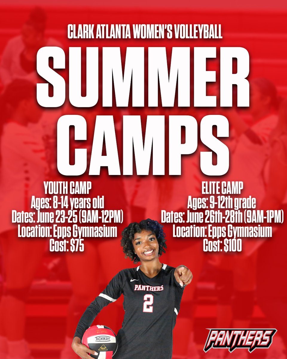 Don't miss out on 𝐓𝐖𝐎 chances for elite coaching at this summer's CAU Women's Volleyball Camp! Register using the link below‼️🏐🐾

Register: tinyurl.com/22wnuuo2

#GoPanthers🐾 | #WeAreCAU
