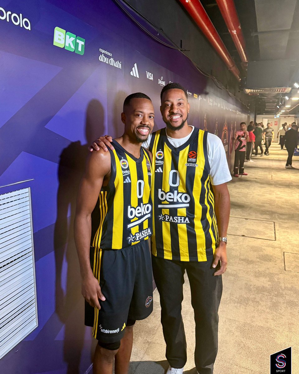 PelicansNBA's tweet photo. .@CJMcCollum supporting his brother as Errick and @fbbasketbol became @EuroLeague Champs! https://t.co/tQCVrjMbOW