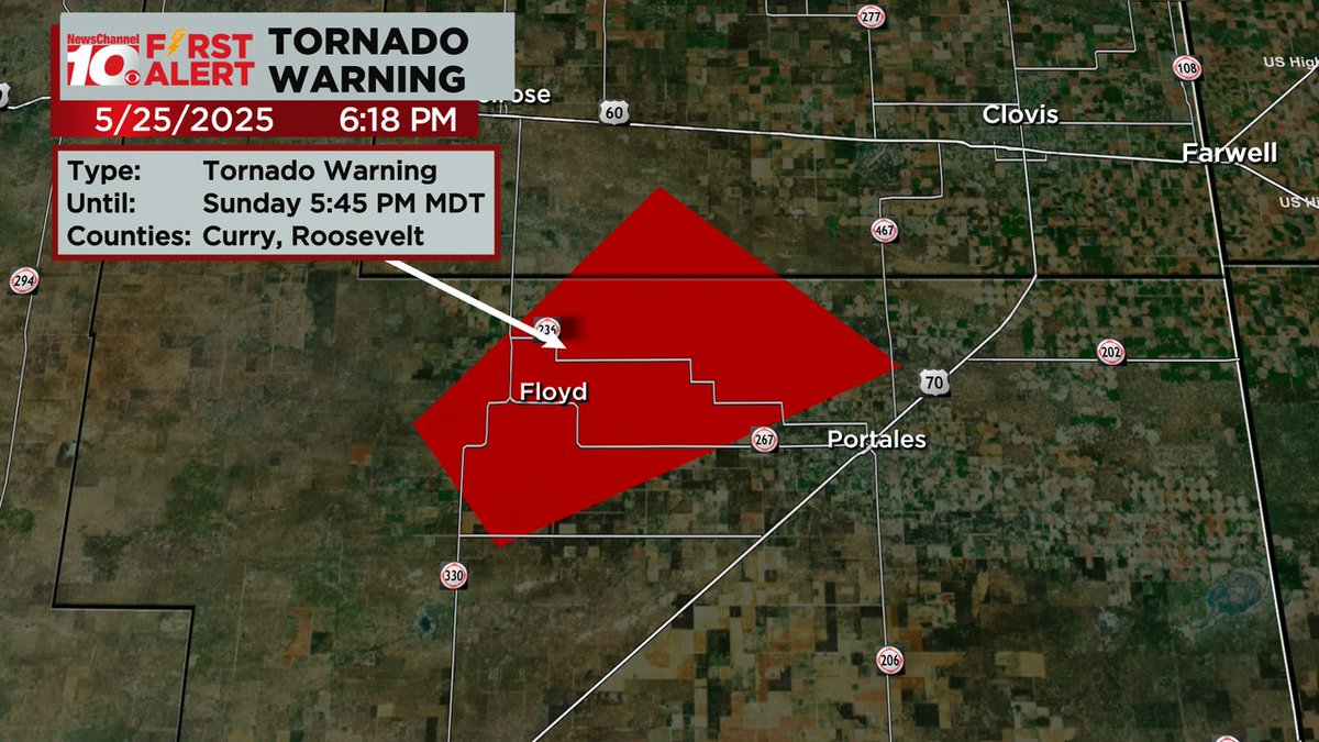 Newschannel10 First Alert: A Tornado Warning has been issued for Roosevelt, Curry until 5/25 5:45PM MDT
WATCH LIVE: newschannel10.com/livestream?utm…
@newschannel10